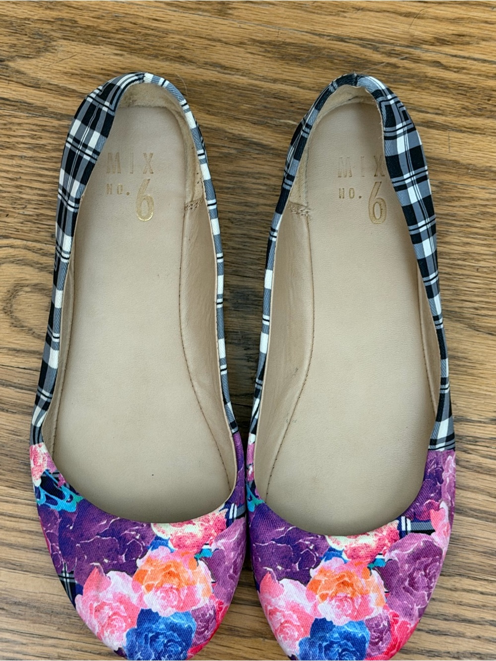 MIX No. 6 Floral Plaid Ballet Flats Women’s Size 9